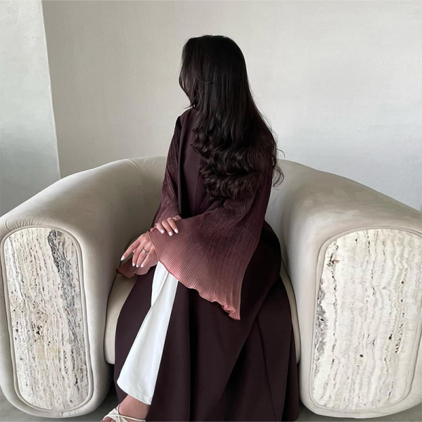 Hot sale robe Arab Dubai chiffon pleated fan-shaped sleeves color matching jacket women's clothing