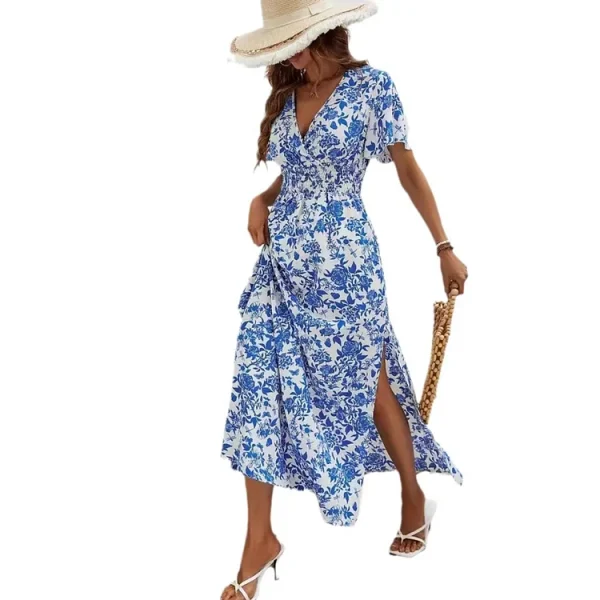 Deep V Split Dress