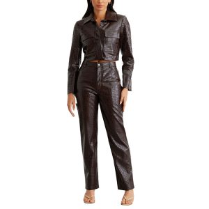 Hot Leather Pants Women's Cross-Border New Arrival Pile Pants High Waist 2024 High Quality Leather Pants Women Trousers